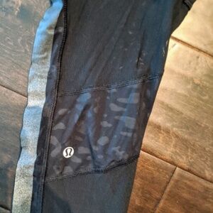 Black Patterned and Mesh Lululemon Crops